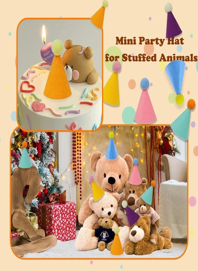 Ldmfcpa 24 Pcs Mini Party Hats for Stuffed Animals, Colorful Mini Felt Cone Hats for Dolls Dogs Cats Rabbits Toys, Birthday Party Hat Holiday Accessories Decoration Supplies (24) - Image 4
